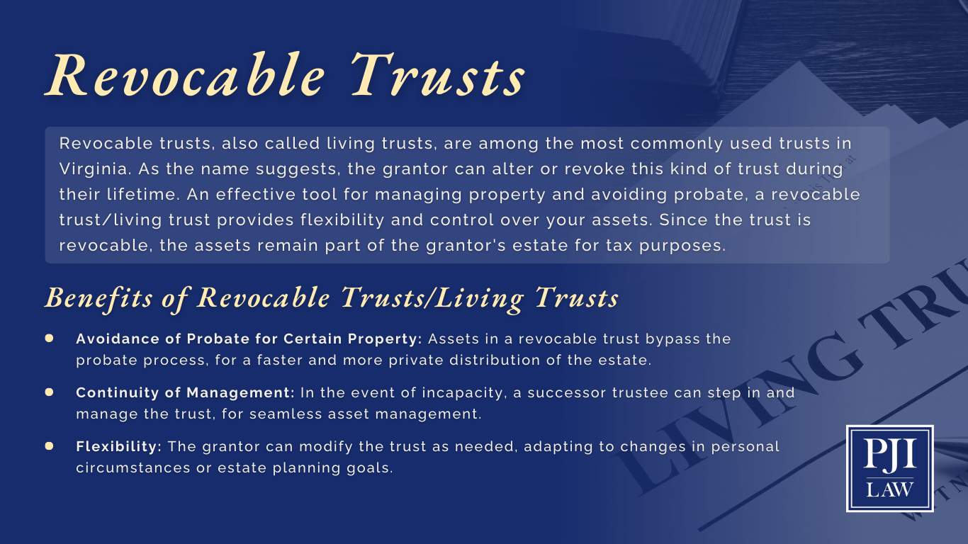 Richmond, Virginia estate planning attorneys explain the types of trusts available. Call (804) 653-3450 to schedule a consultation.