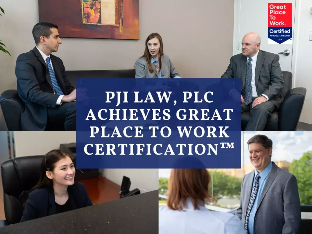 PJI Law, PLC Achieves Great Place to Work Certification™ | Fairfax, VA | Call 703-865-6100